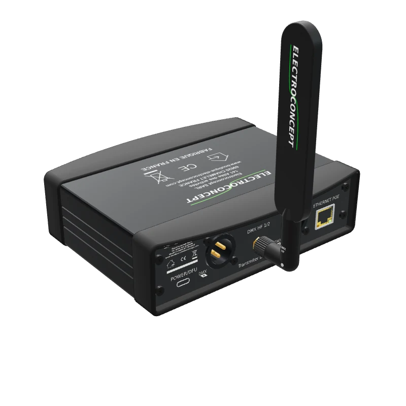 Face arrière du DuoLink : USB-C, deux XLR, antenne et RJ45